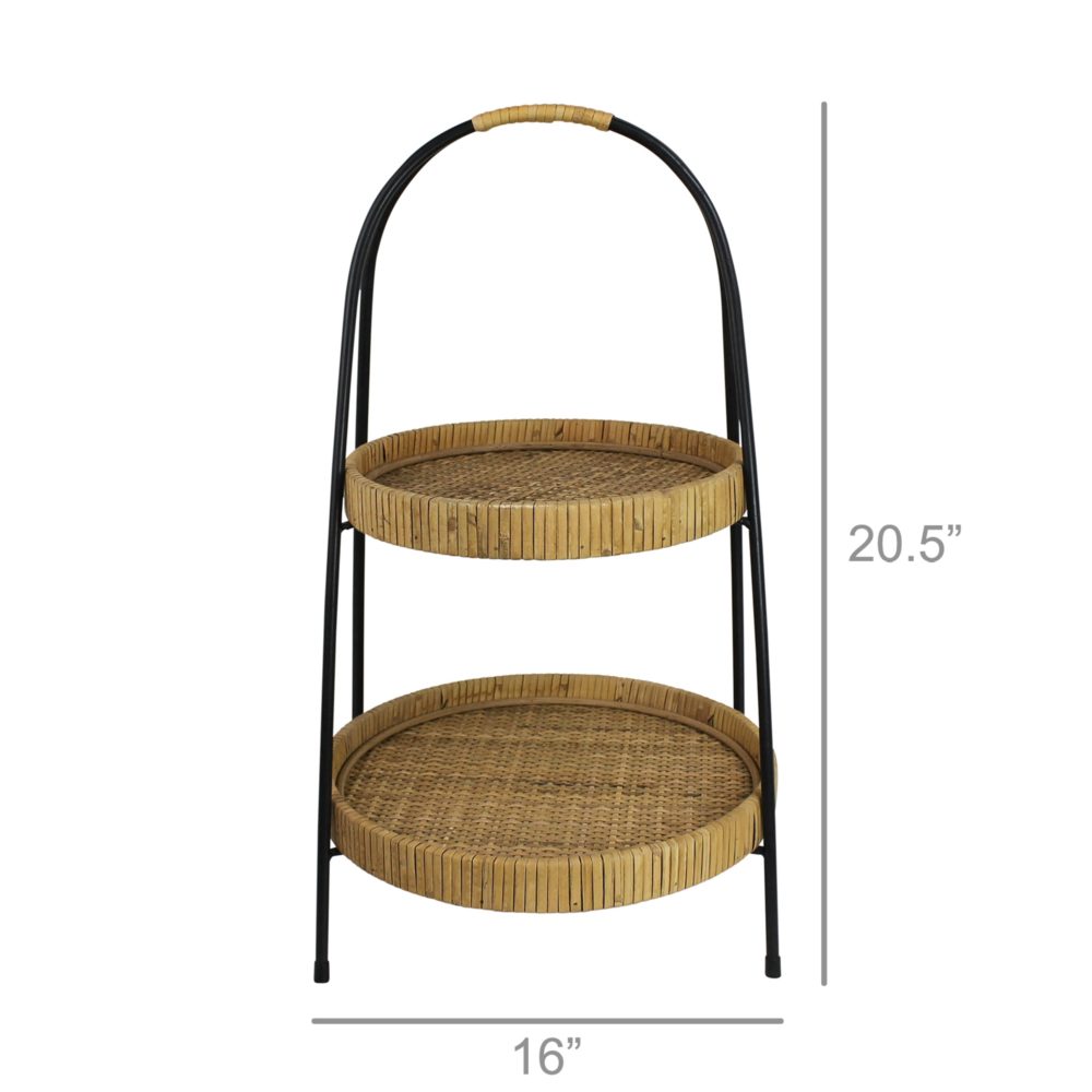 Cayman 2-Tier Rattan Stand by HomArt - Image 3