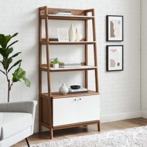 Bixby 33" Bookshelf in Walnut and White by Modway