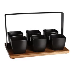 Black Lasio Ceramic Tapas Set by Edelman