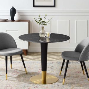 Zinque 36" Artificial Marble Dining Table in Gold and Black by Modway