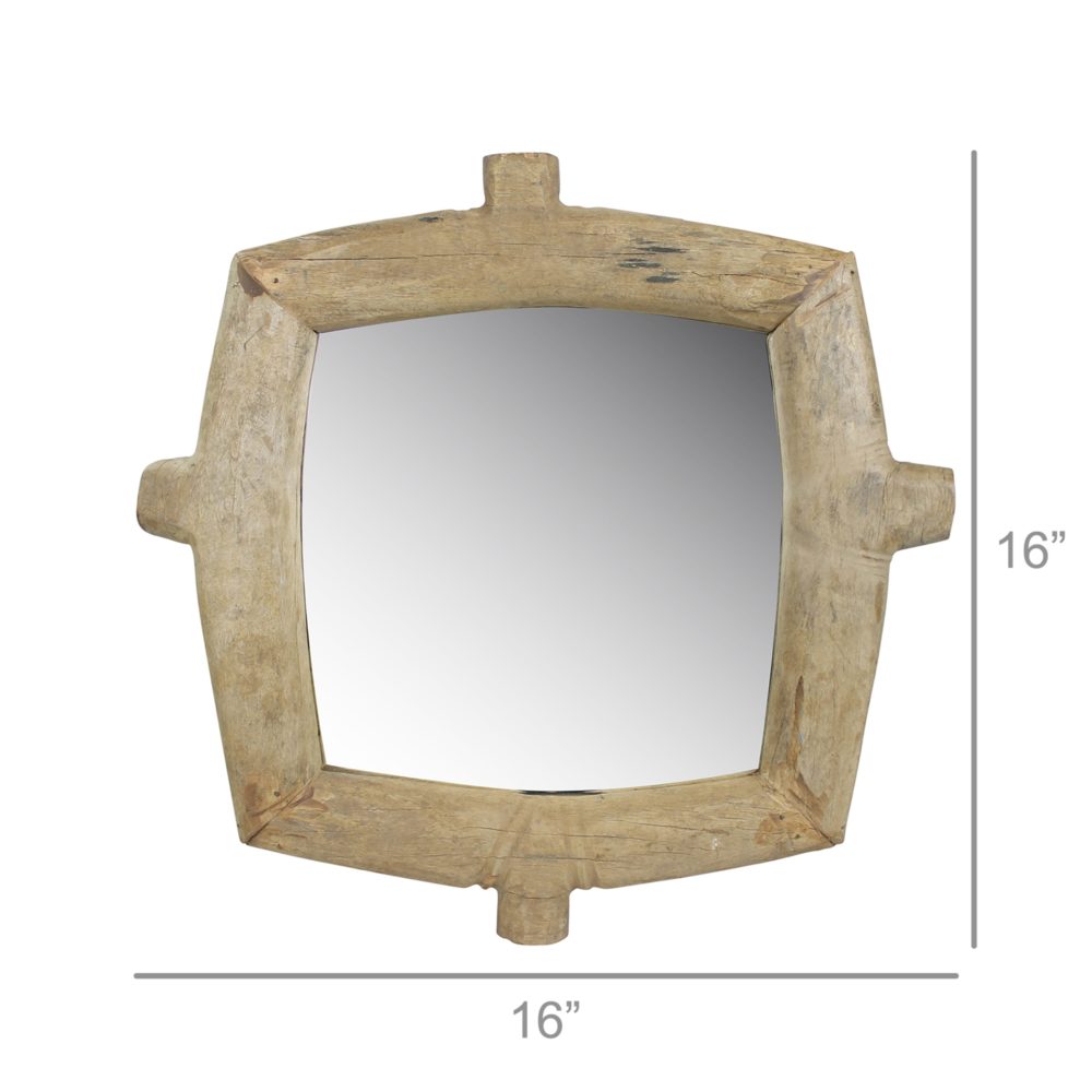 Ramsey Recycled Wood Square Wheel Mirror by HomArt - Image 2
