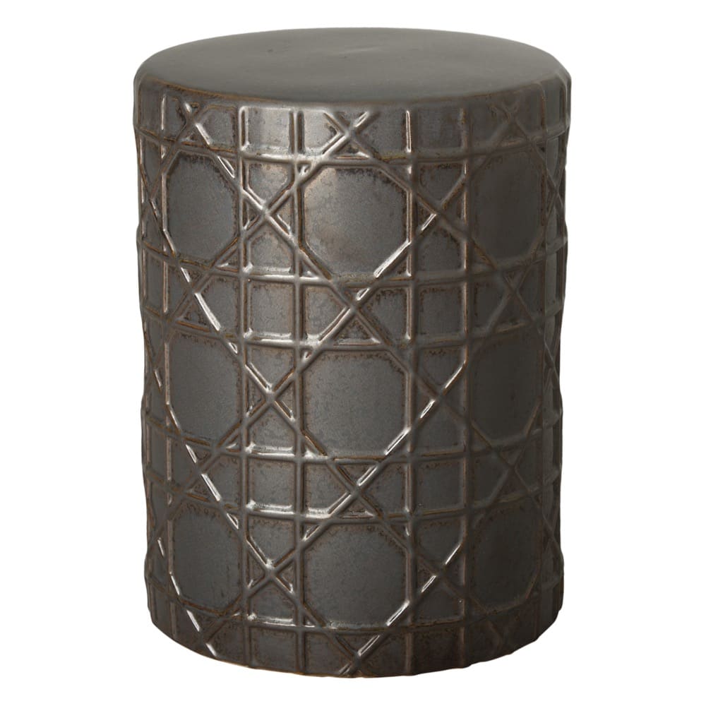 Gunmetal Cane Ceramic Garden Stool by Emissary