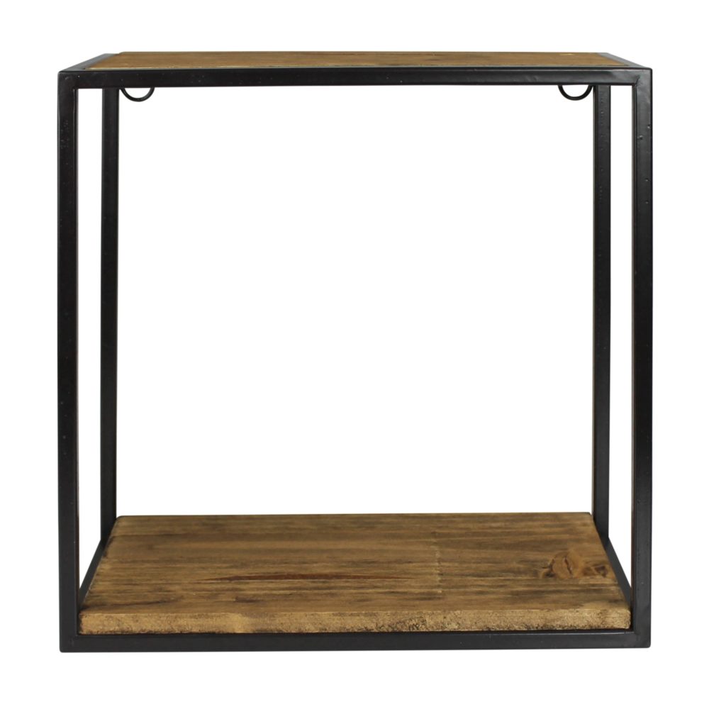 Small Square Wood and Metal Milo Wall Shelf by HomArt