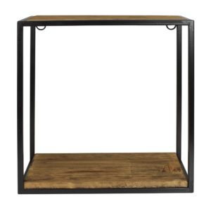Small Square Wood and Metal Milo Wall Shelf by HomArt