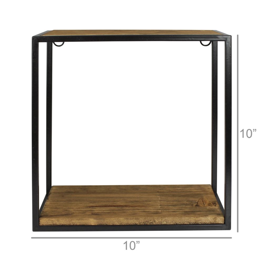 Small Square Wood and Metal Milo Wall Shelf by HomArt - Image 3