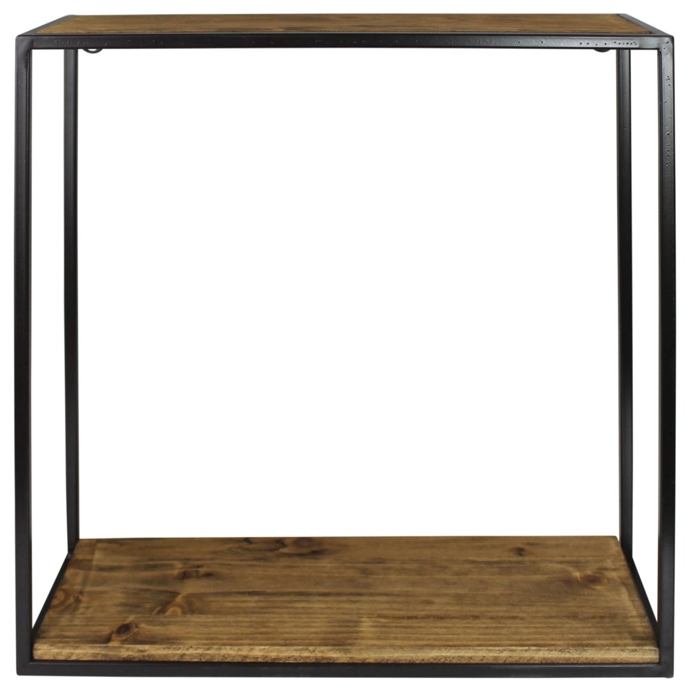 Large Square Wood and Metal Milo Wall Shelf by HomArt