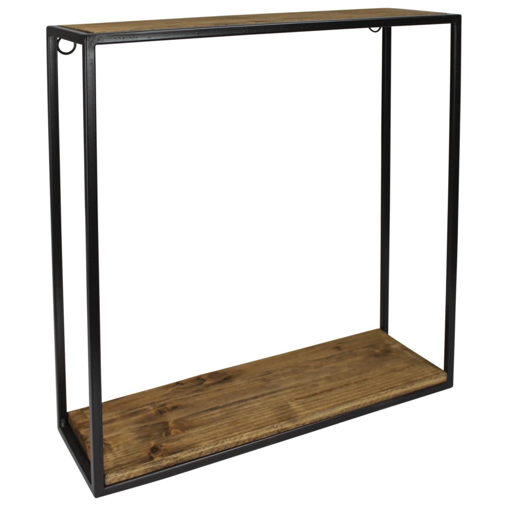 Large Square Wood and Metal Milo Wall Shelf by HomArt - Image 2