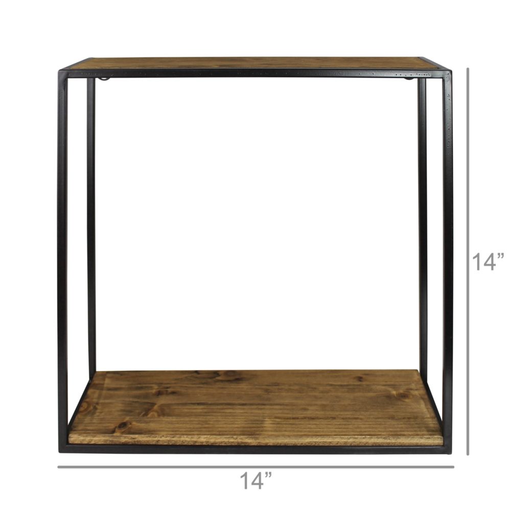 Large Square Wood and Metal Milo Wall Shelf by HomArt - Image 3