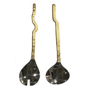 Wave Gold and Silver Salad Server Set by Abigails