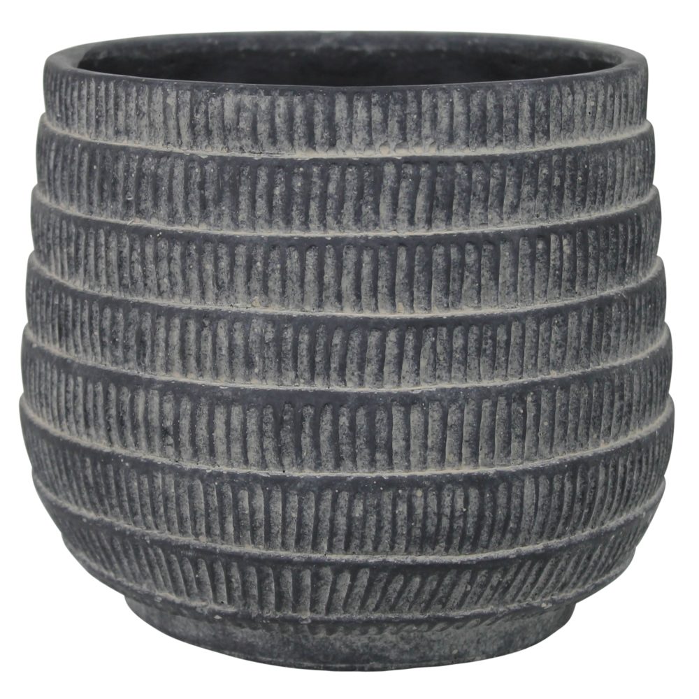 Large Black Cyrus Cement Cachepot by HomArt