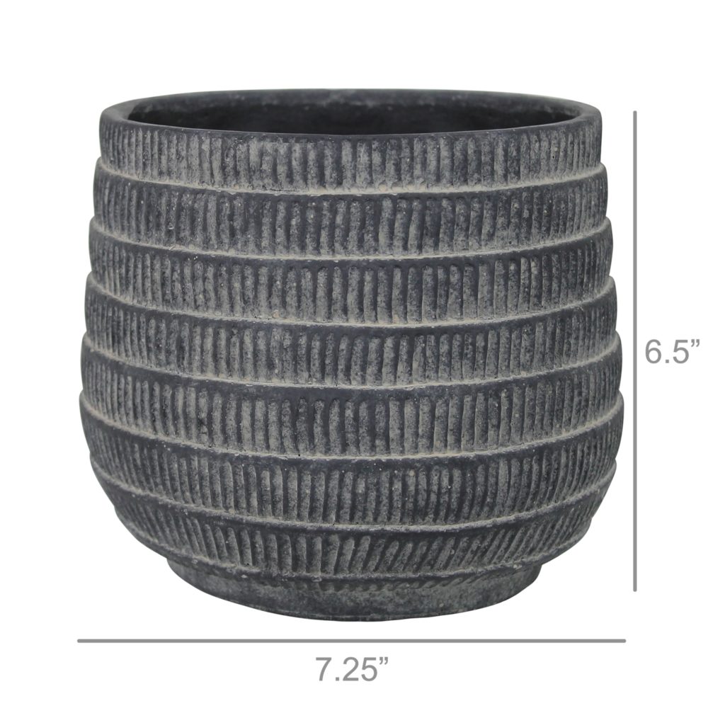 Large Black Cyrus Cement Cachepot by HomArt - Image 2