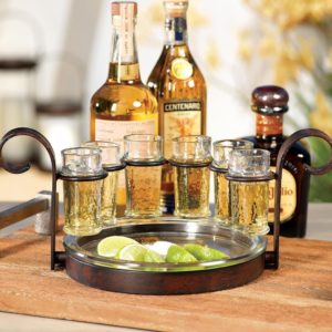 Antique Brown Fiesta Six Shot Tequila Set by Zodax