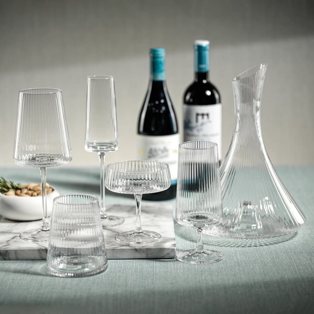 Bandol Fluted Textured Glasses and Decanter by Zodax