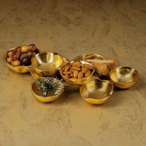 Small Cluster of Eight Serving Bright Gold Serving Bowls by Zodax