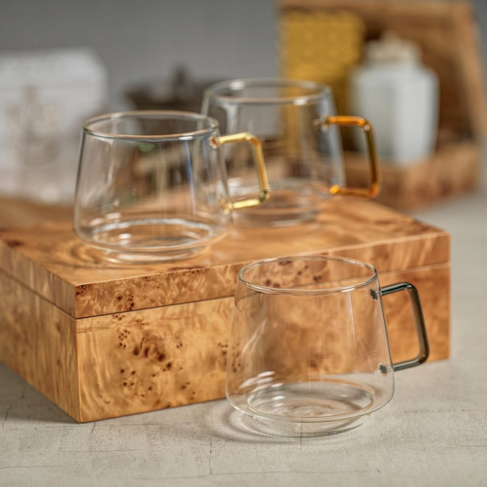 Cappucci Tea and Coffee Glasses with Colored Handles by Zodax - Image 2