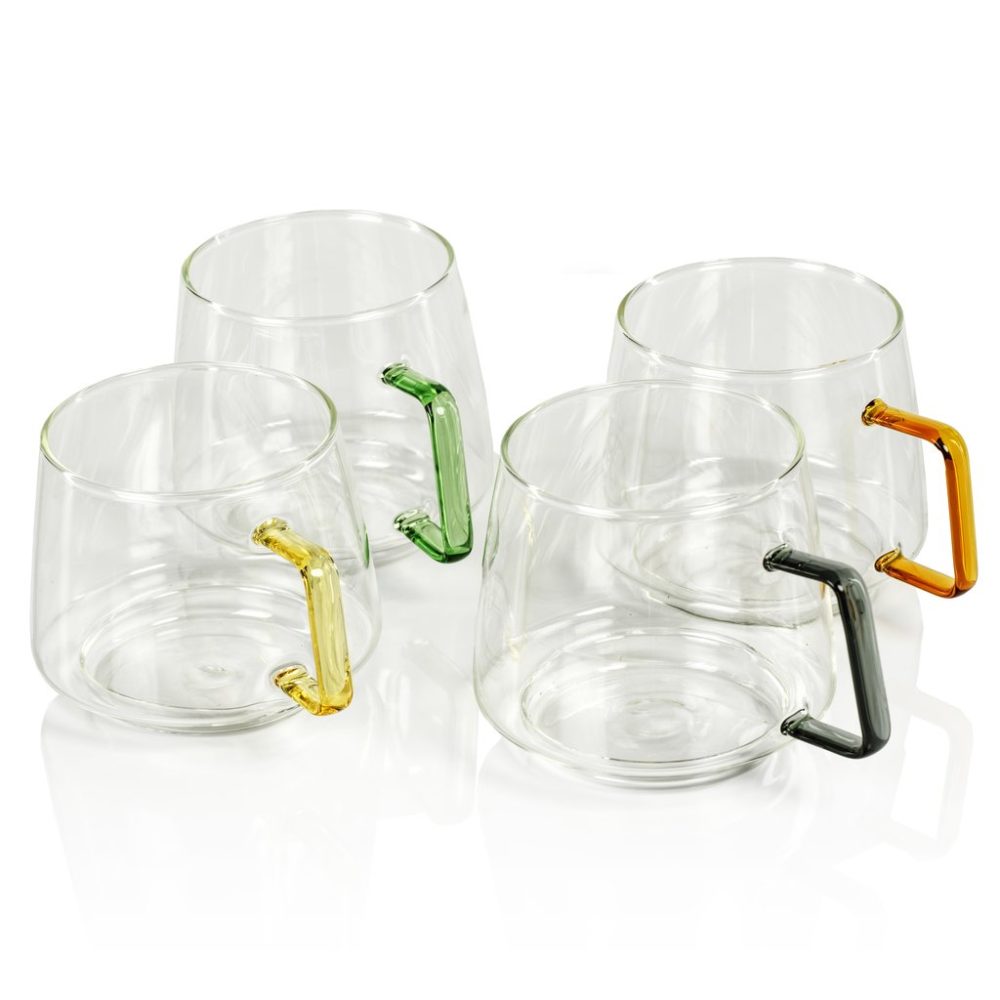 Cappucci Tea and Coffee Glasses with Colored Handles by Zodax - Image 4