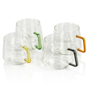 Cappucci Tea and Coffee Glasses with Colored Handles by Zodax