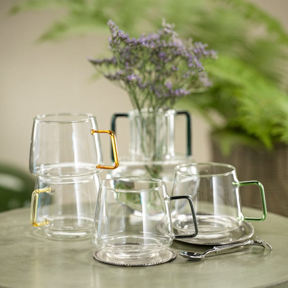 Batistta Tea and Coffee Glass with Assorted Handles by Zodax - Image 2