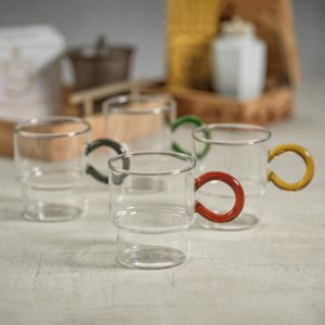 Batistta Tea and Coffee Glass with Assorted Handles by Zodax