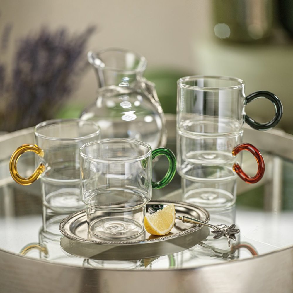 Batistta Tea and Coffee Glass with Assorted Handles by Zodax - Image 3