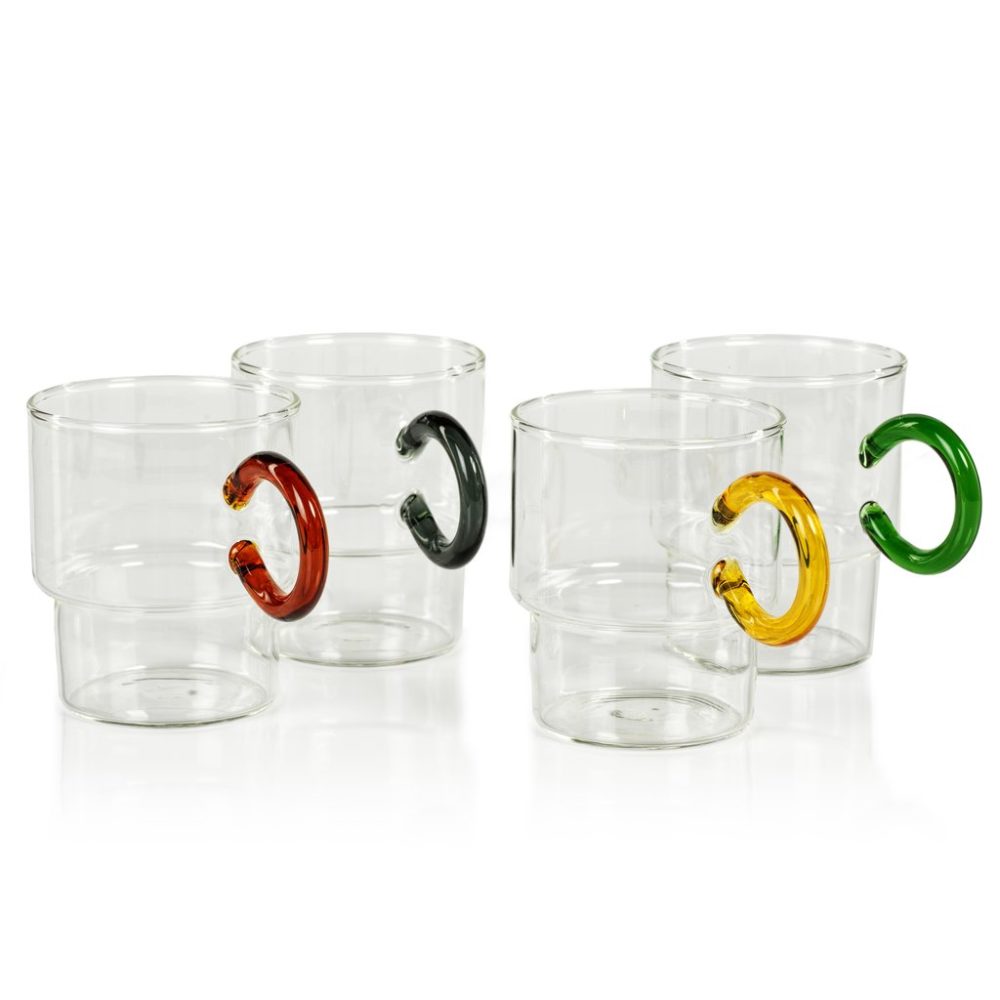 Batistta Tea and Coffee Glass with Assorted Handles by Zodax - Image 4