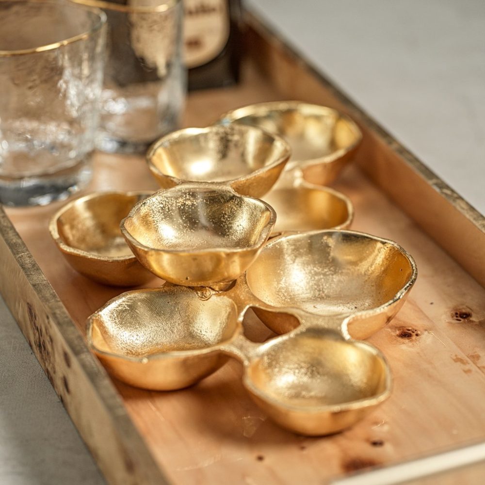 Small Cluster of Eight Serving Bright Gold Serving Bowls by Zodax - Image 2