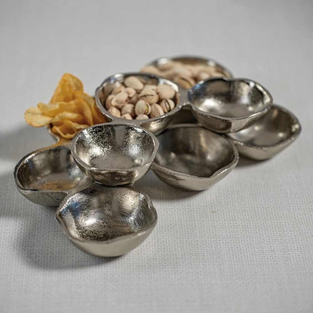 Small Cluster of Nine Nickel Serving Bowls by Zodax - Image 2