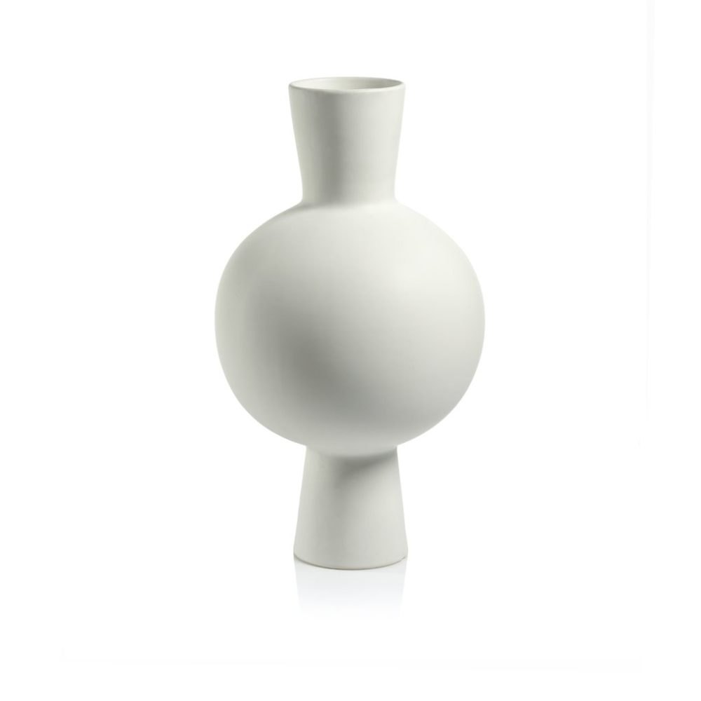 Oslo White Stoneware Vase by Zodax - Image 2