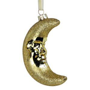 Glass Moon Ornament Set of 2 by HomArt