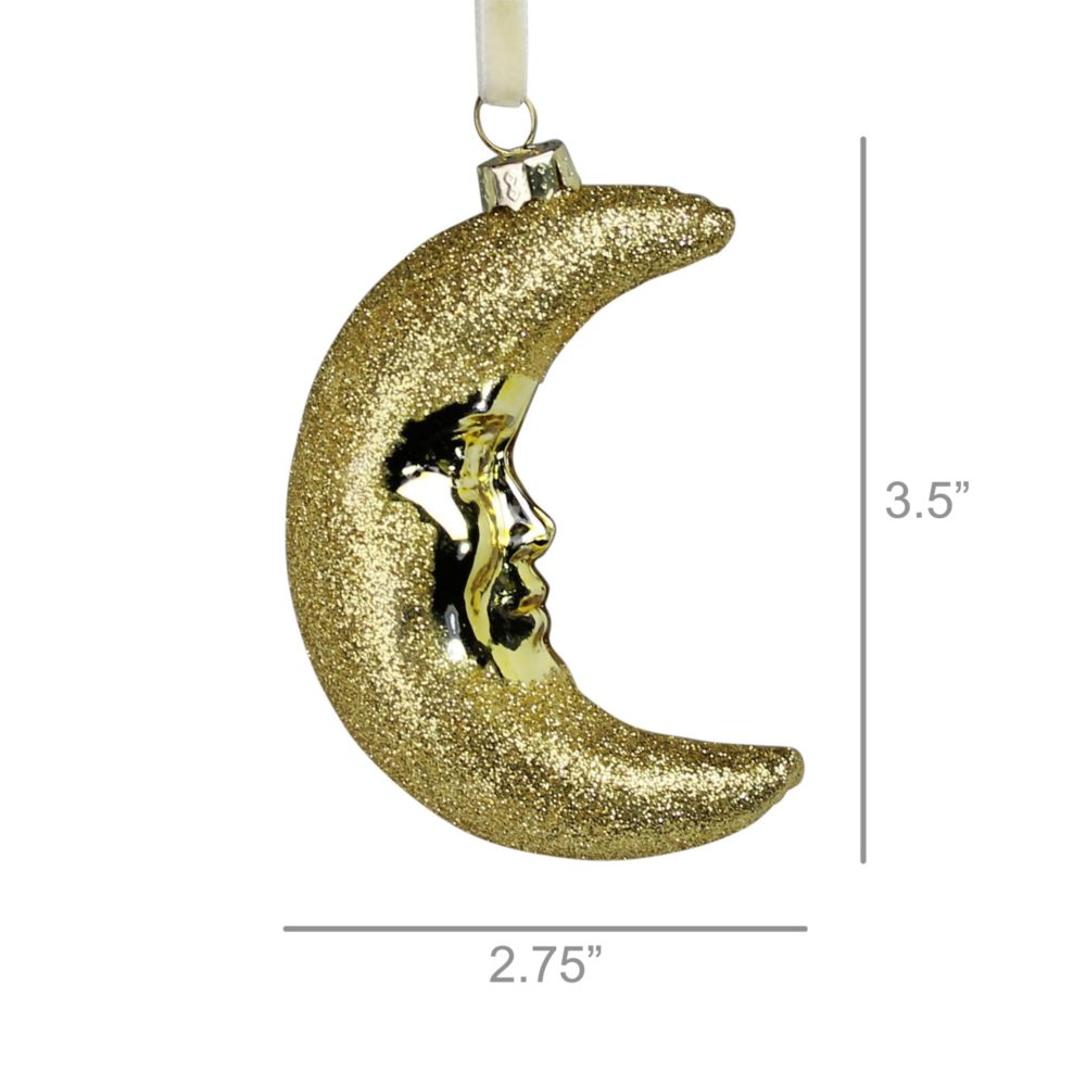 Glass Moon Ornament Set of 2 by HomArt - Image 3