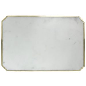 Loren Rectangle Marble Platter with Brass Edge by HomArt