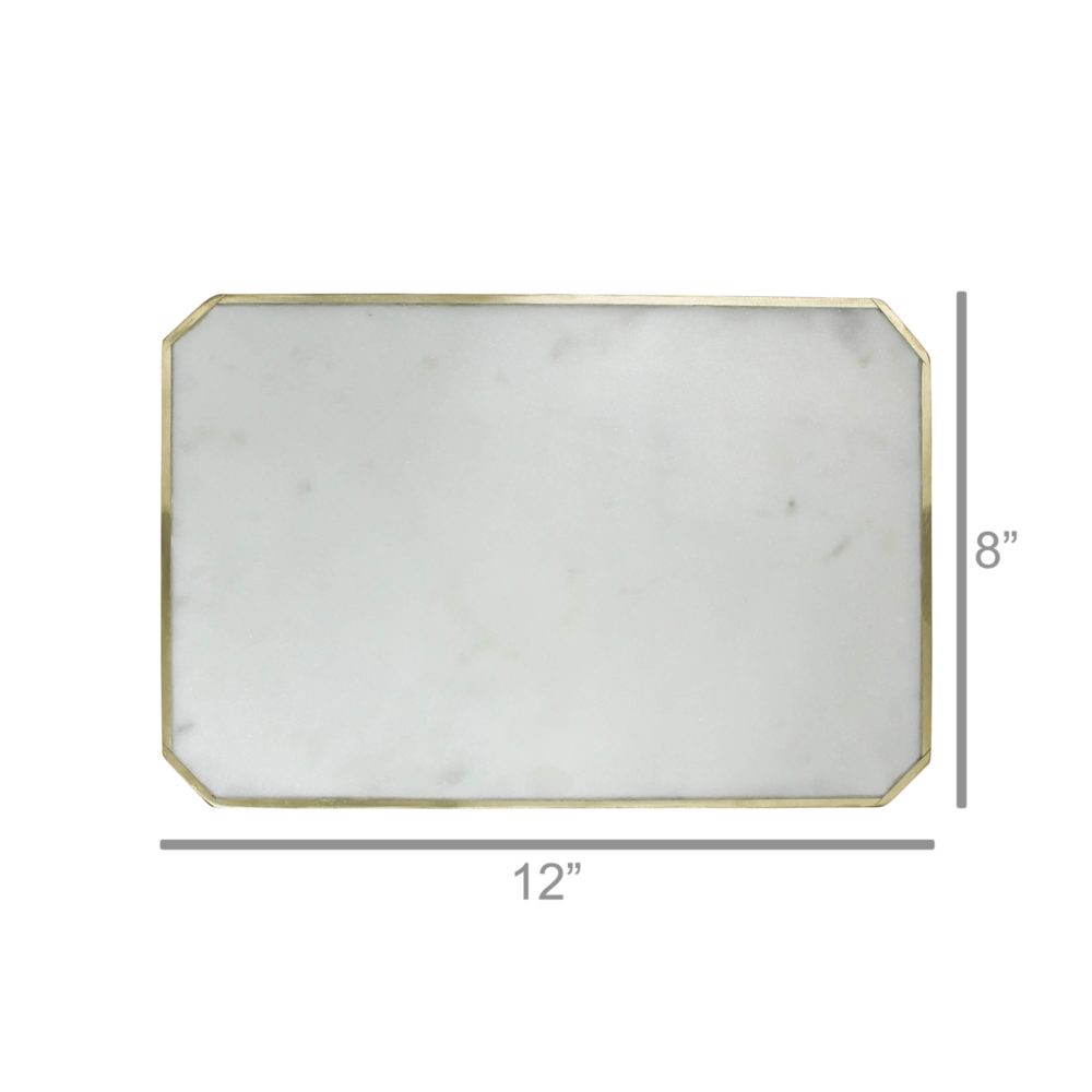 Loren Rectangle Marble Platter with Brass Edge by HomArt - Image 2