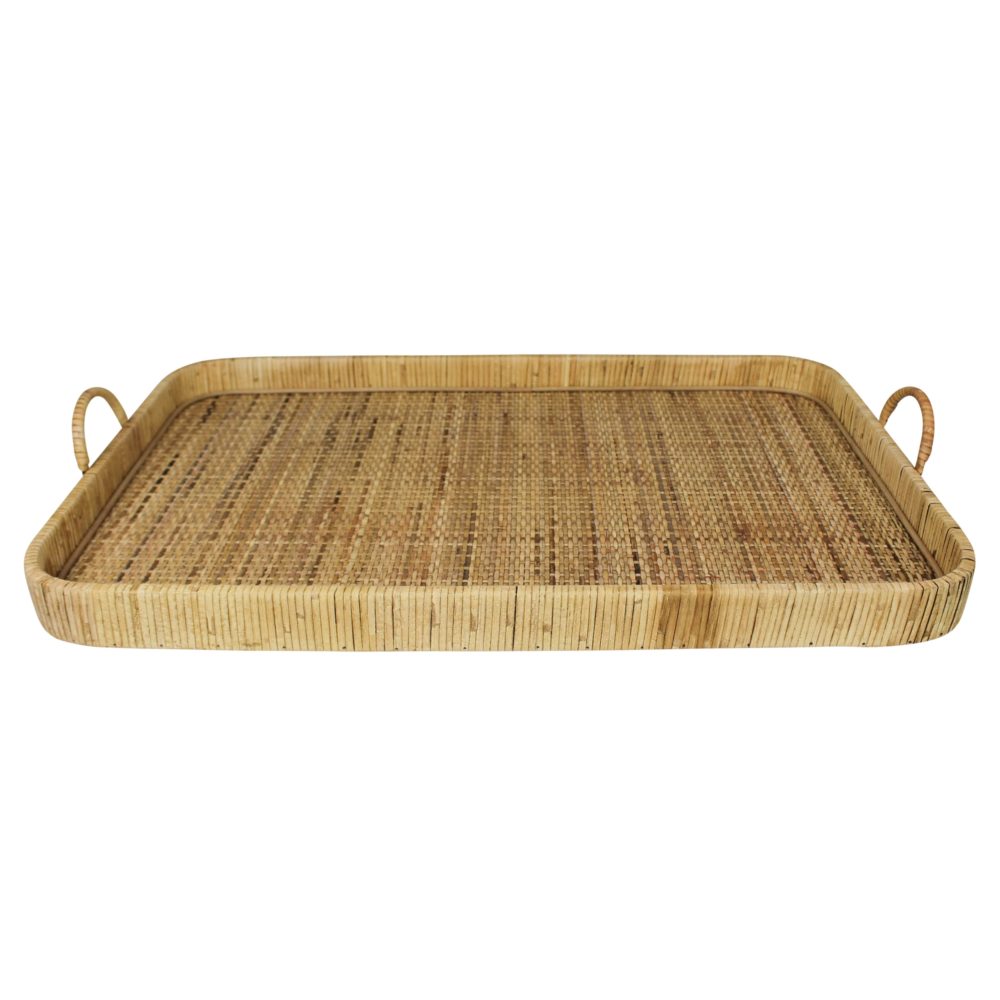 Cayman Grand Rectangle Rattan Tray by HomArt