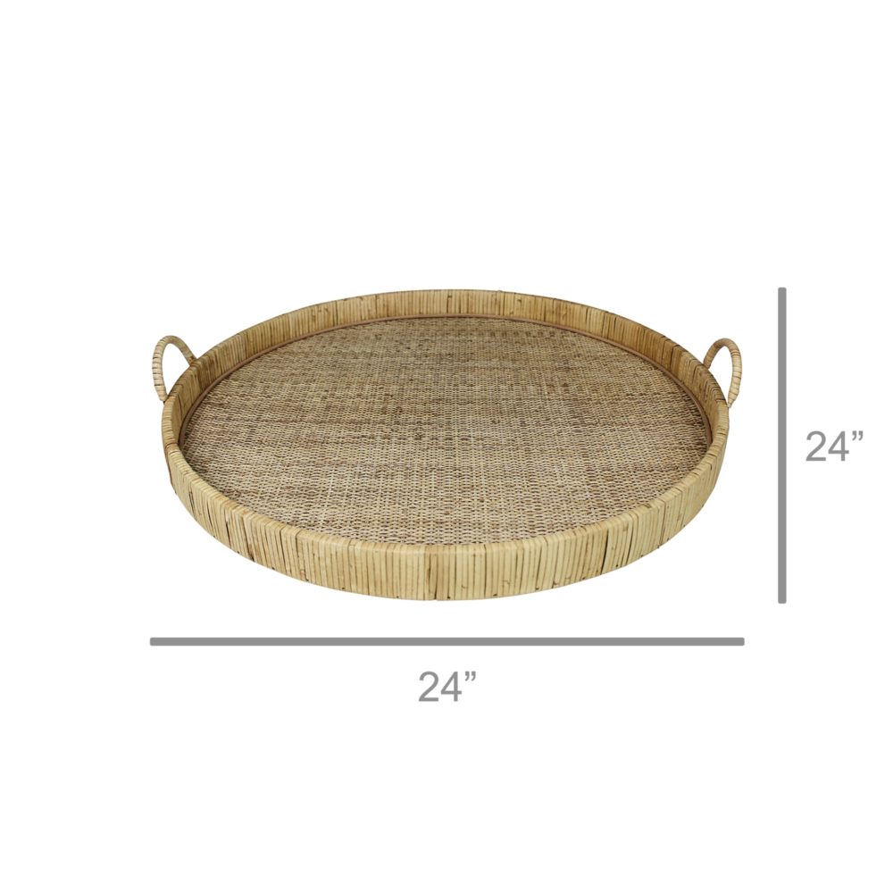 Cayman Grand Round Rattan Tray by HomArt - Image 2