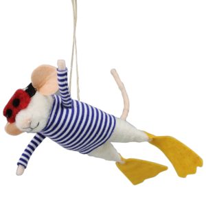 Snorkeling Mouse Ornament Set of 2 by HomArt