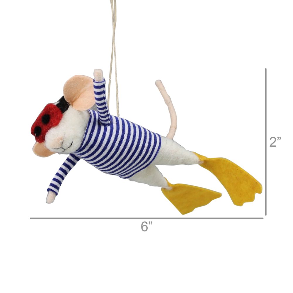 Snorkeling Mouse Ornament Set of 2 by HomArt - Image 2