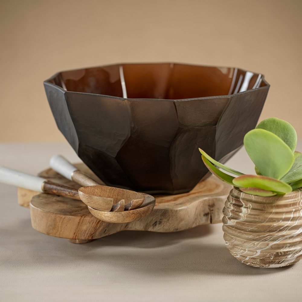 Sicilia Amber Glass Bowl by Zodax - Image 2