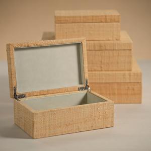 Bungalow Grasscloth Box with Suede Interior by Zodax - Image 2