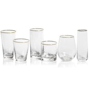 Negroni Hammered Glassware with Gold Rims Set of 4 by Zodax