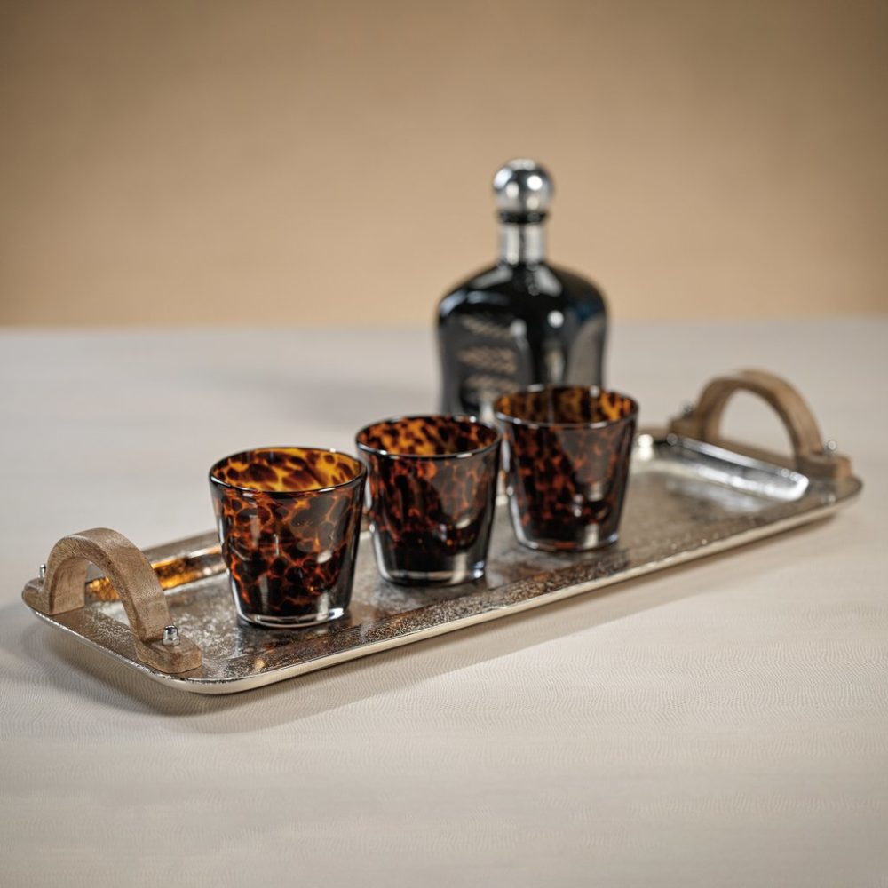Barcelona Nickel Aluminum Trays with Wooden Handles by Zodax - Image 2