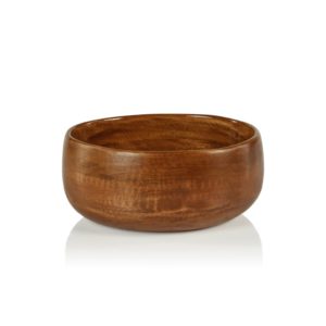 Prato Round Mango Wood Bowl in Walnut Enamel by Zodax