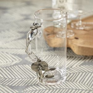 Durban Orchid Pewter and Glass Pitcher by Zodax