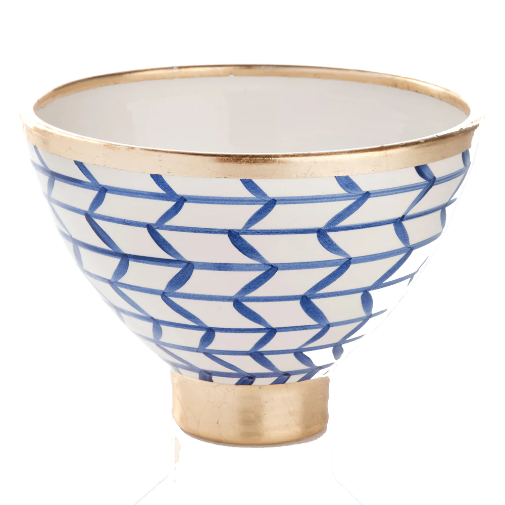 Contempo Collection Decorative Geometic Ceramic Footed Bowl by Abigails