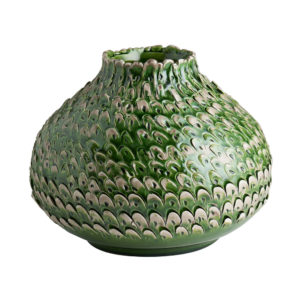 Small Green/Grey Feathered Vase by Abigails