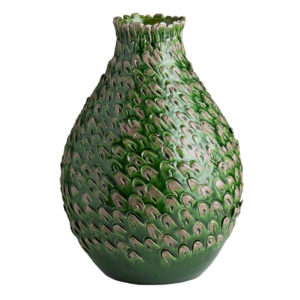 Large Green/Grey Feathered Vase by Abigails