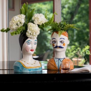 Evangeline and Gabriel Painted Head Vases by Abigails