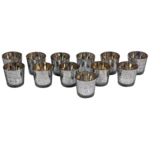 Glass Votives with Silver Finish Set of 12 by BIDKhome