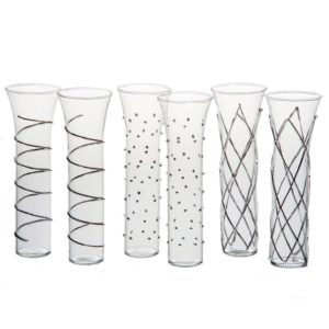 Razzle Dazzle Champagne Flutes with Silver Accents Set of 6 by Abigails