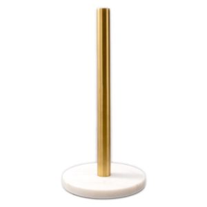 White Marble and Gold Paper Towel Holder by BIDKhome