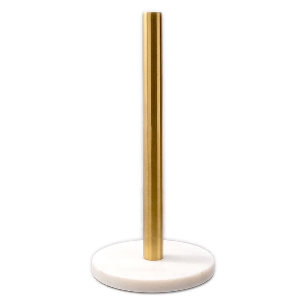 White Marble and Gold Paper Towel Holder by BIDKhome